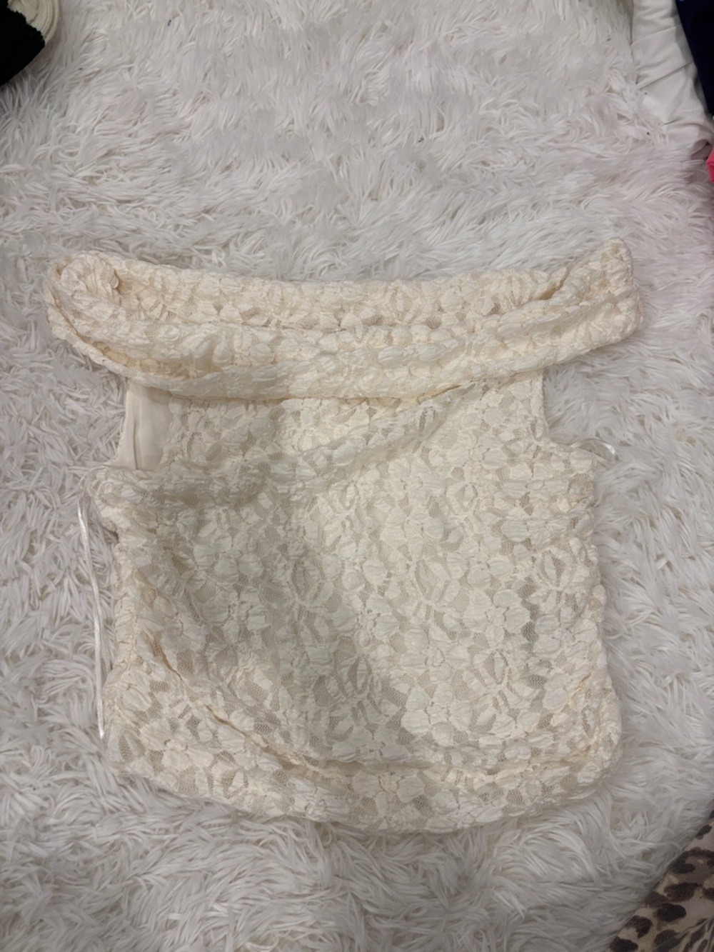 Hollister Cream Lace Overlay Top